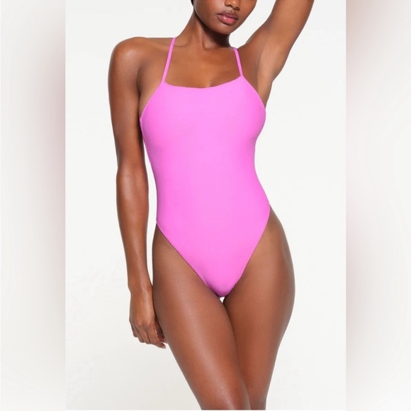 Skims recycled swim cami one piece‎ swimsuit neon orchid size S NWT bikini - Picture 1 of 8